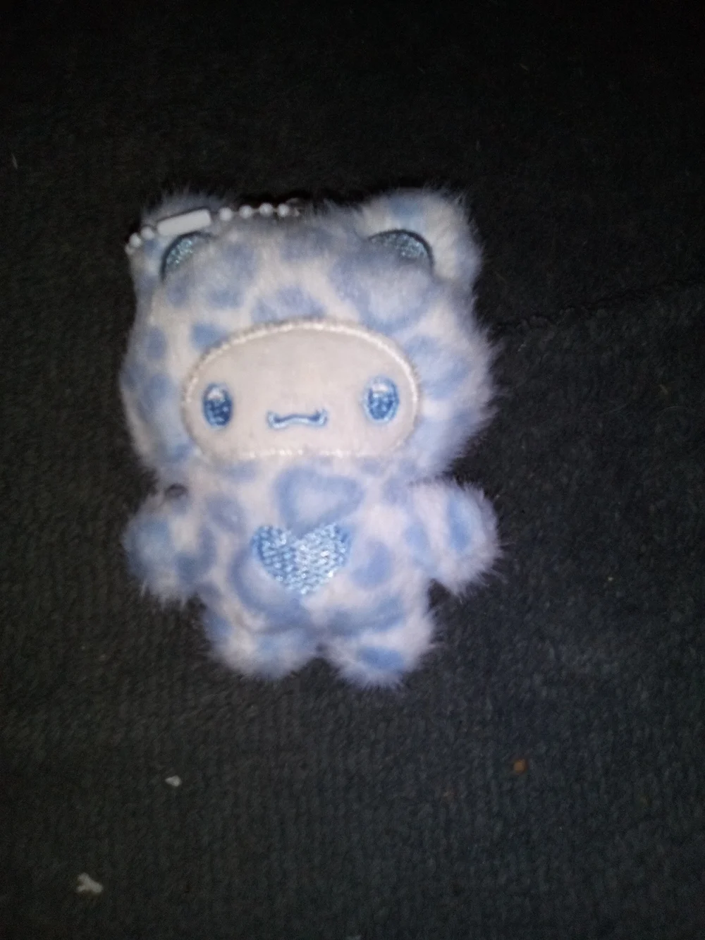 Plush Blue Heart Small Pet Toy Keychain